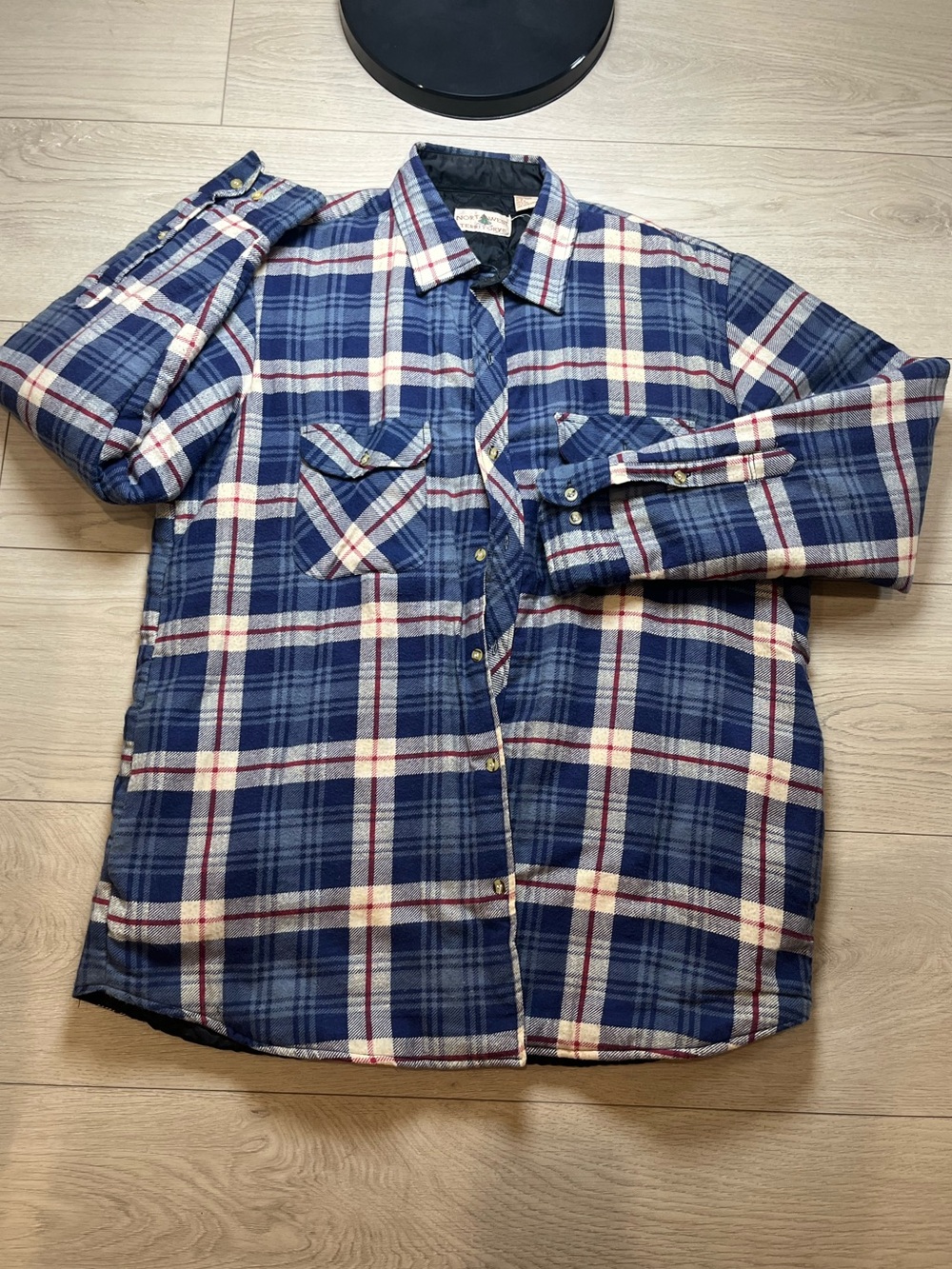 Northwest Territory Shacket Mens XL Plaid Quilt Lined Flannel Shirt 80's